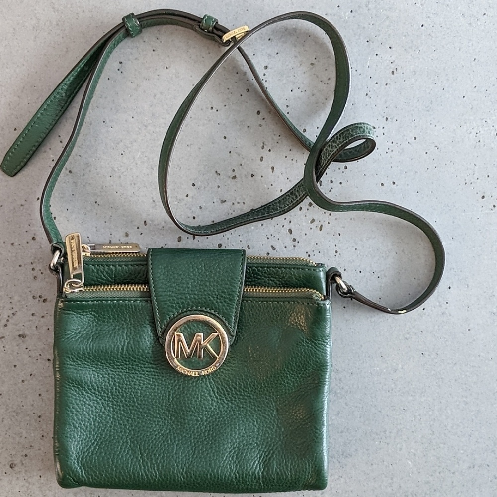 Michael Kors Leather Crossbody Bag - Hunter Green